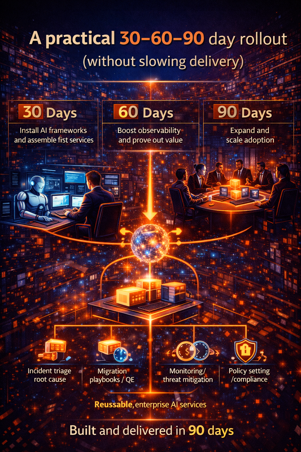 A practical 30–60–90 day rollout (without slowing delivery)