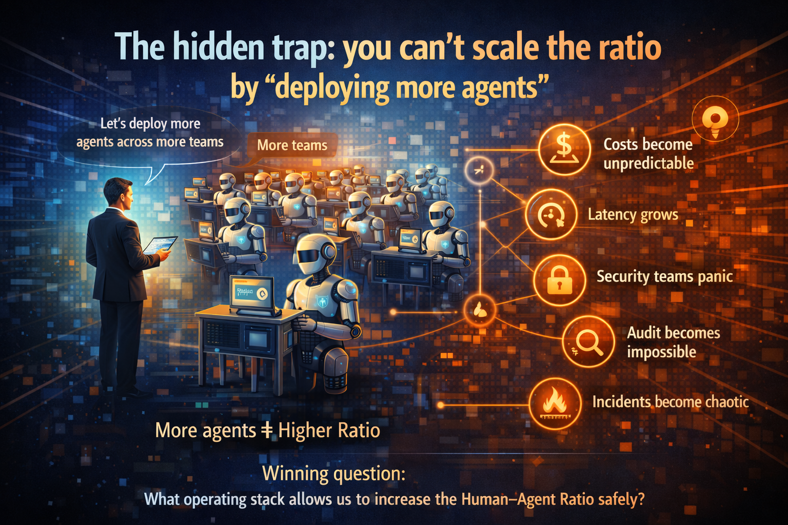 The hidden trap: you can’t scale the ratio by “deploying more agents”