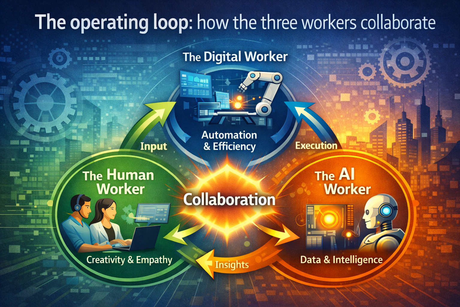 The operating loop: how the three workers collaborate