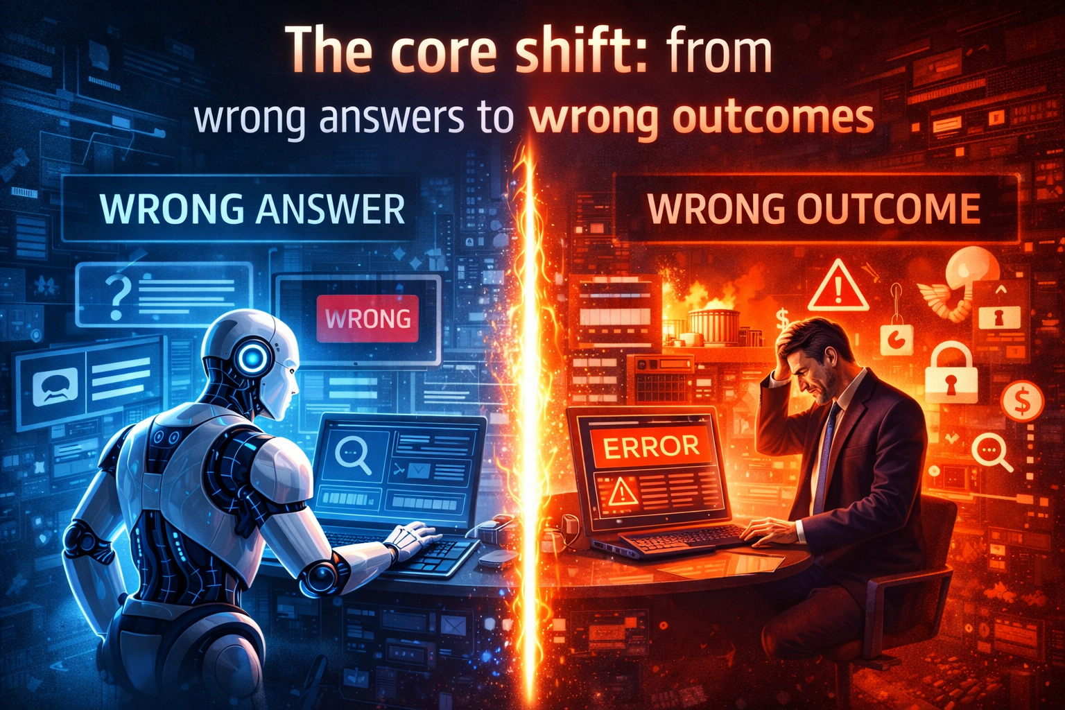The core shift: from wrong answers to wrong outcomes