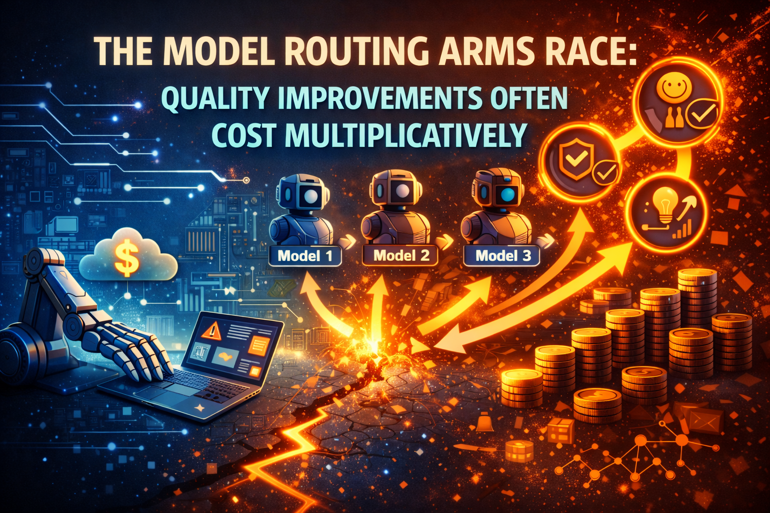 The model routing arms race: quality improvements often cost multiplicatively
