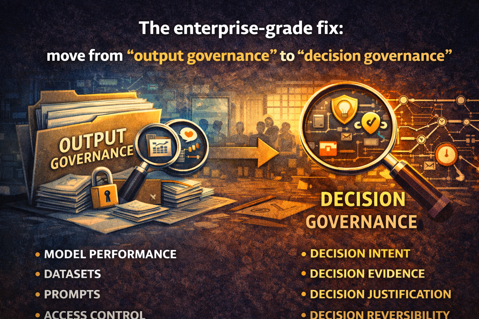 The enterprise-grade fix: move from “output governance” to “decision governance”