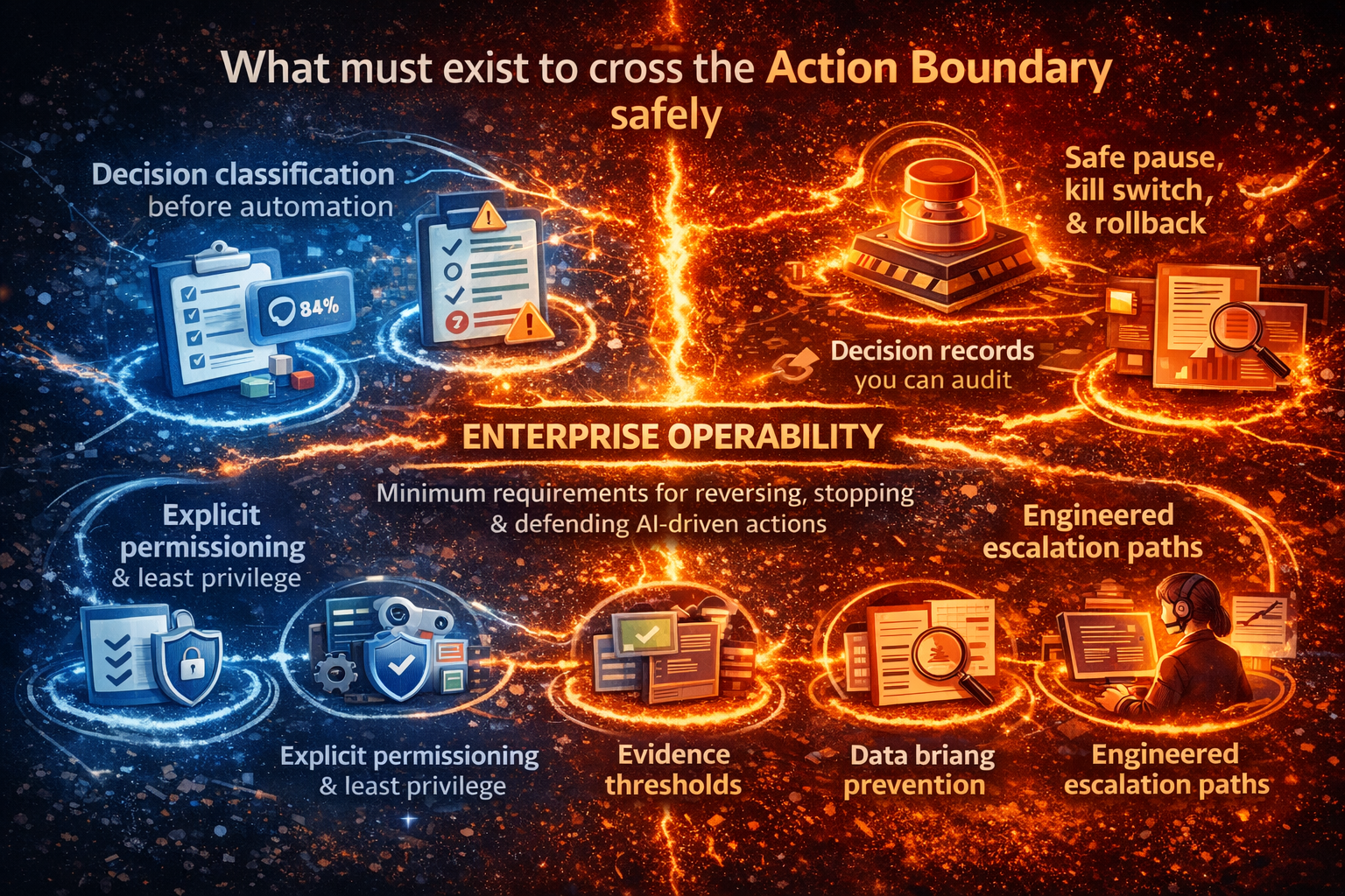 What must exist to cross the Action Boundary safely