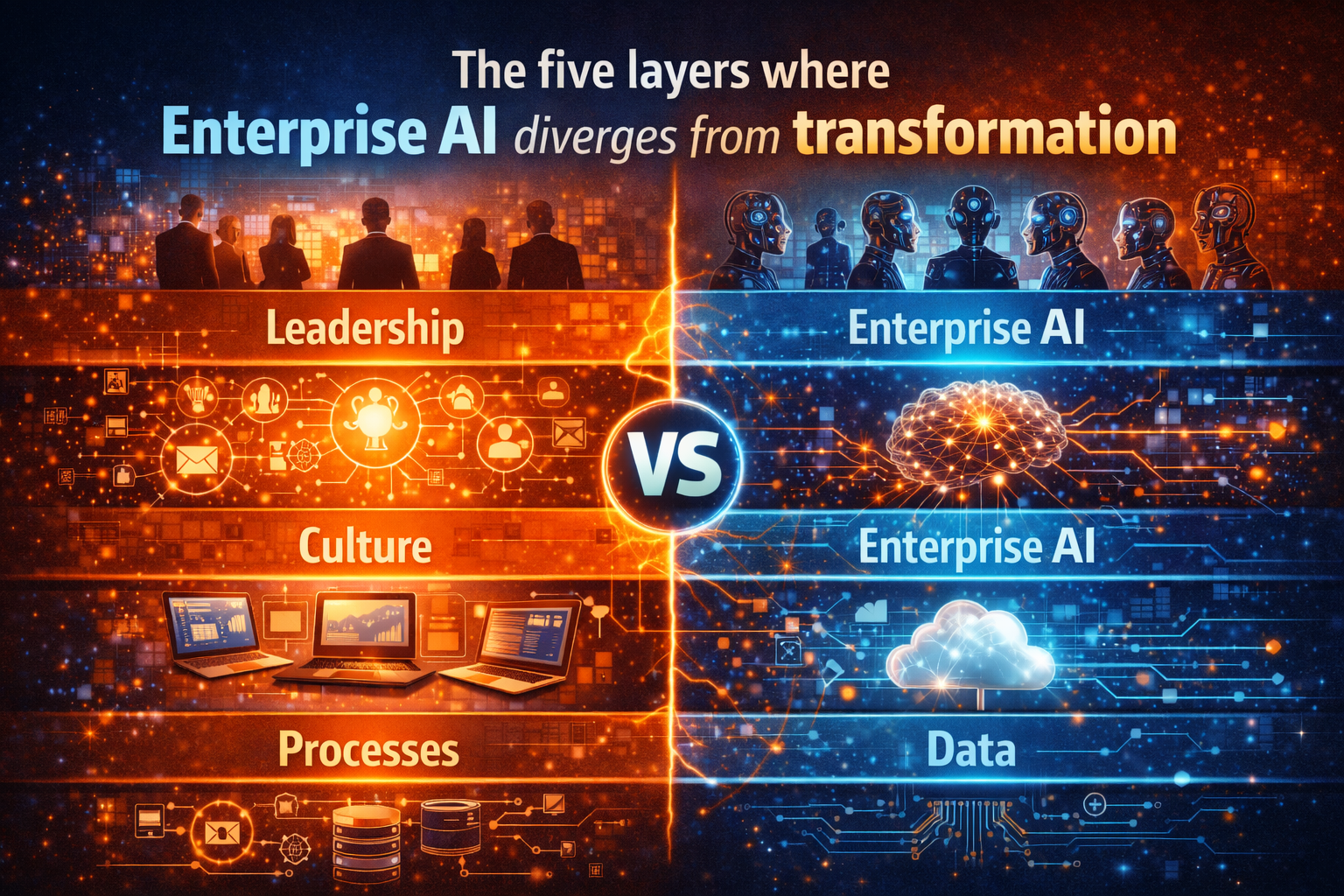 The five layers where Enterprise AI diverges from transformation
