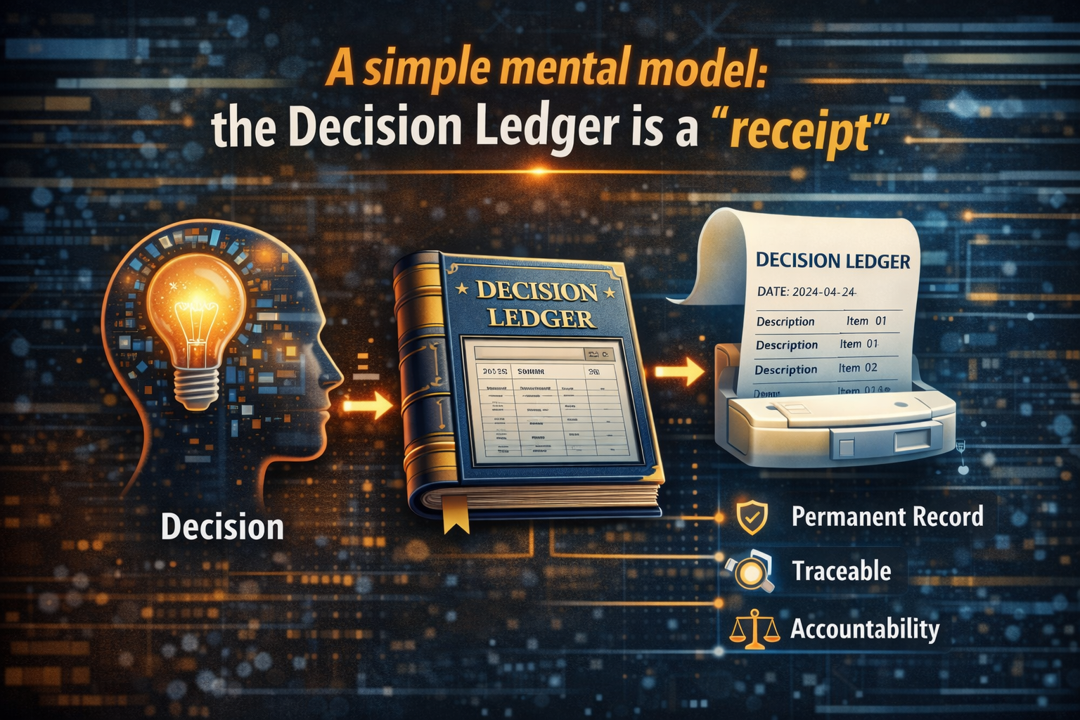 A simple mental model: the Decision Ledger is a “receipt”