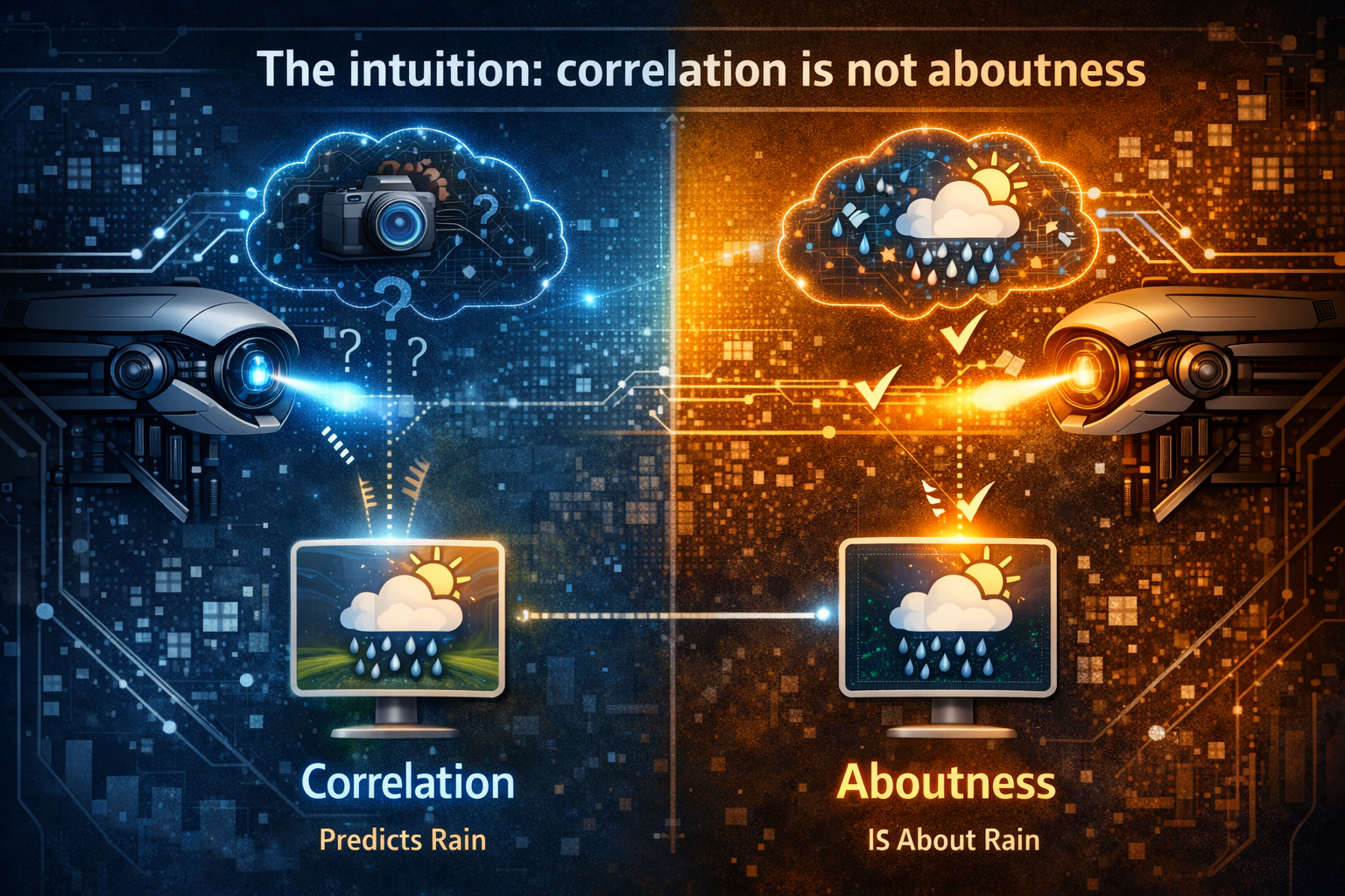 The intuition: correlation is not aboutness