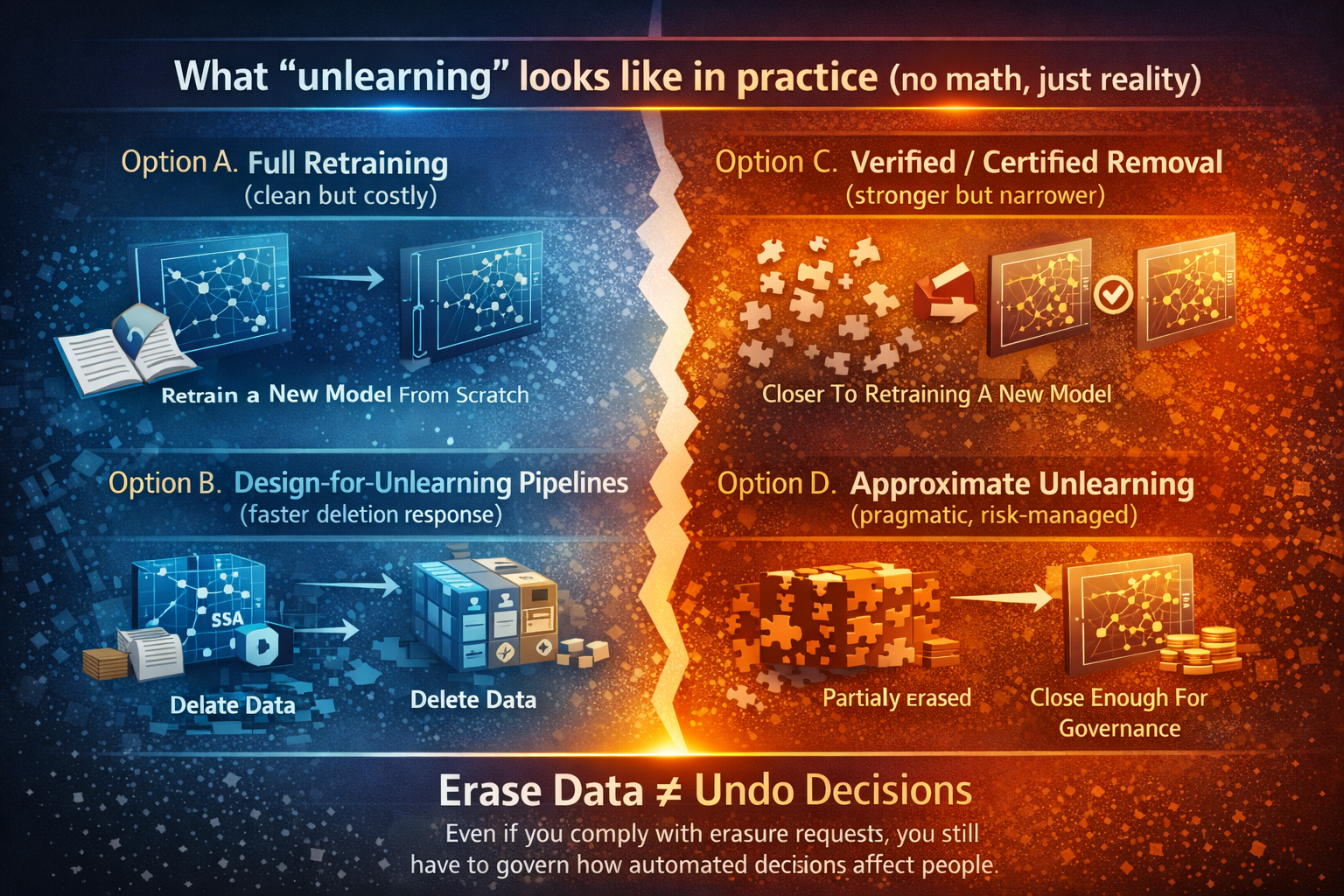 What “unlearning” looks like in practice (no math, just reality)