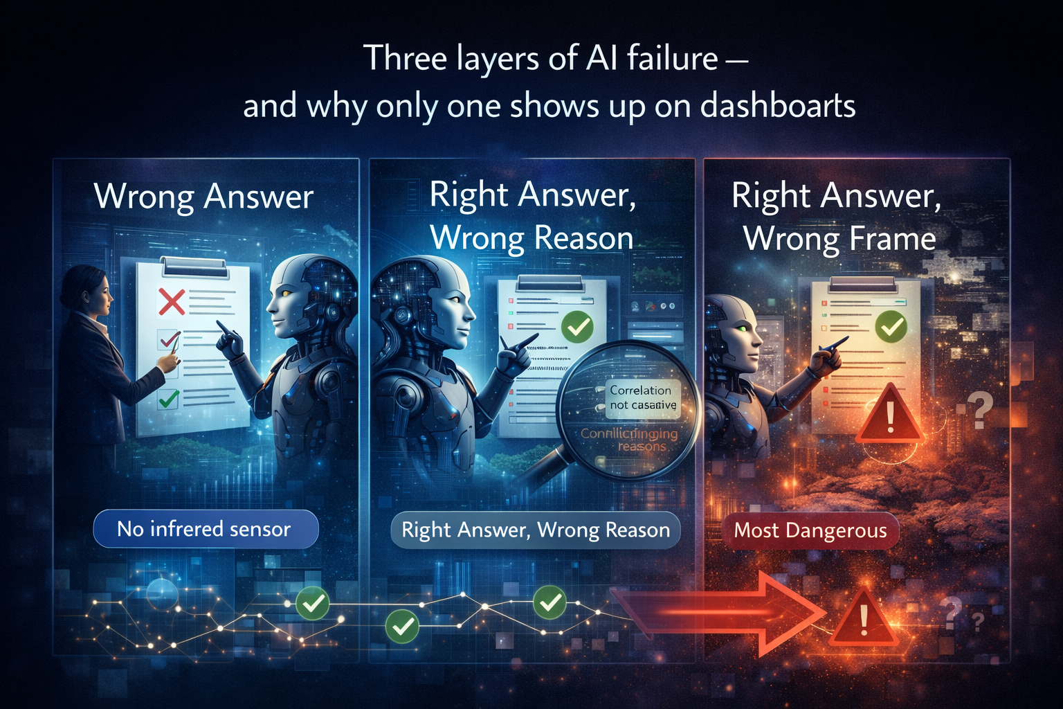 Three layers of AI failure—and why only one shows up on dashboards