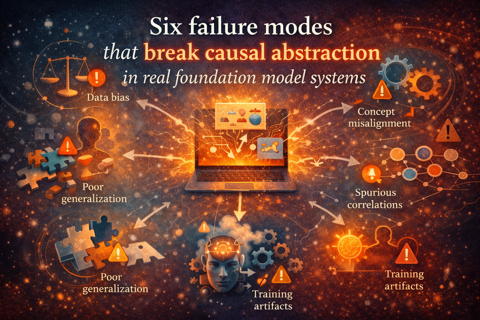 Six failure modes that break causal abstraction in real foundation model systems