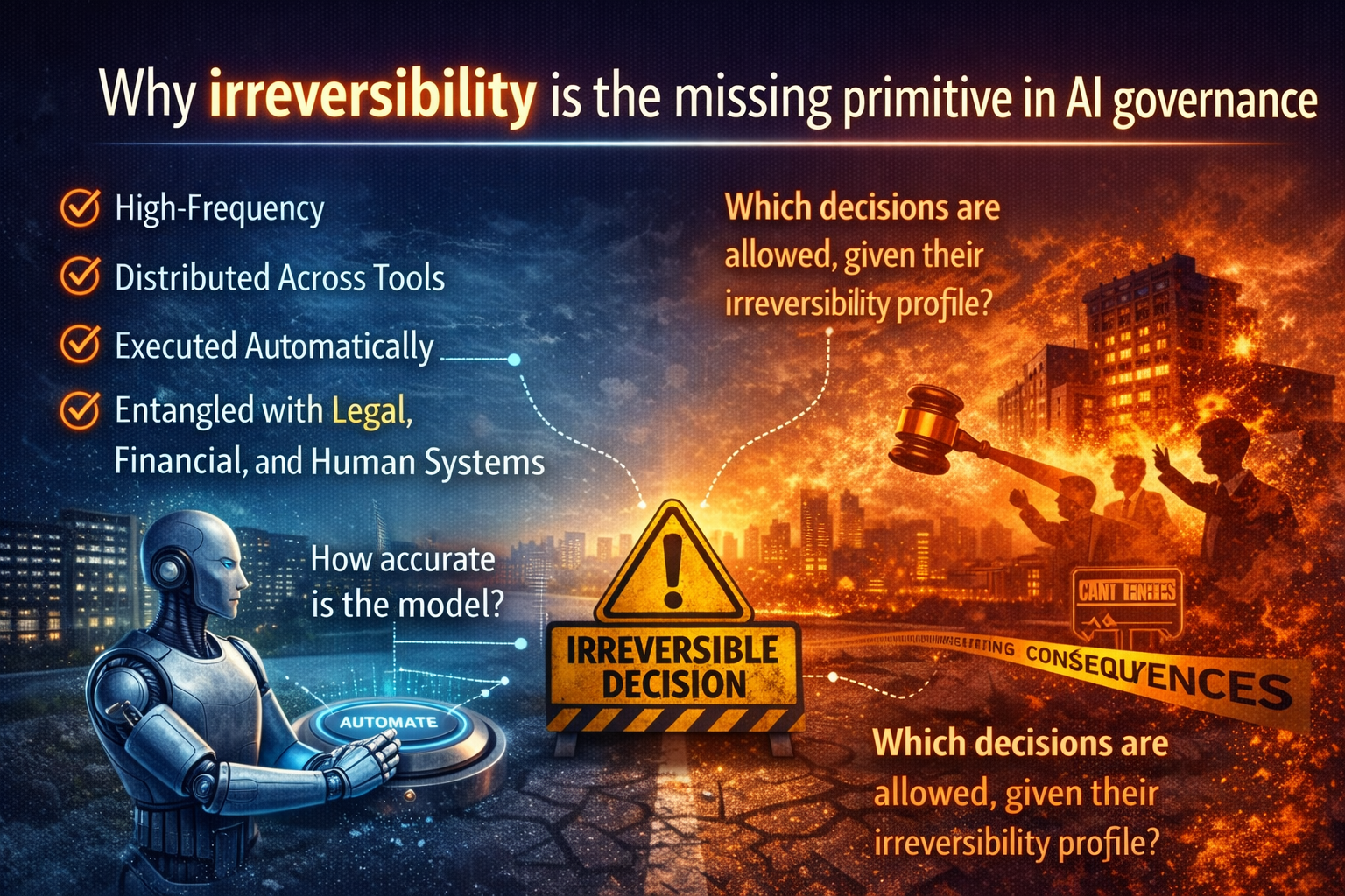 Why irreversibility is the missing primitive in AI governance