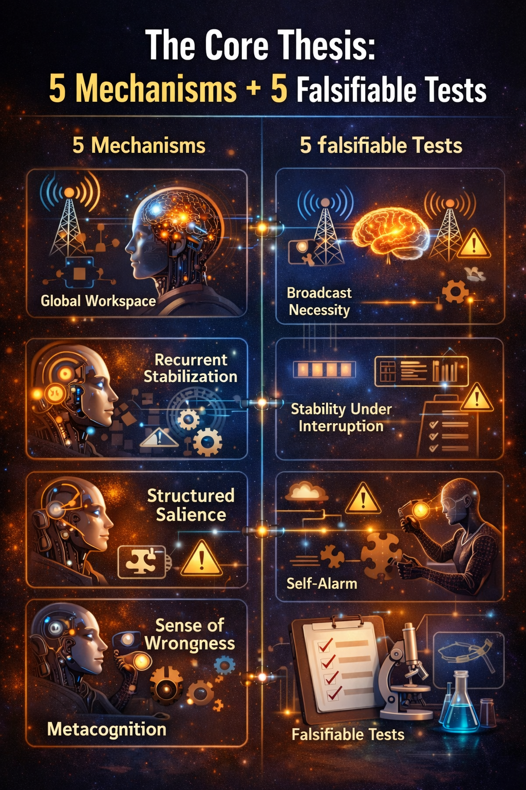 The Core Thesis: 5 mechanisms + 5 falsifiable tests