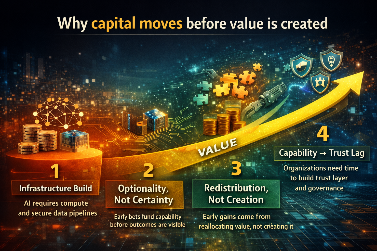 Why capital moves before value is created