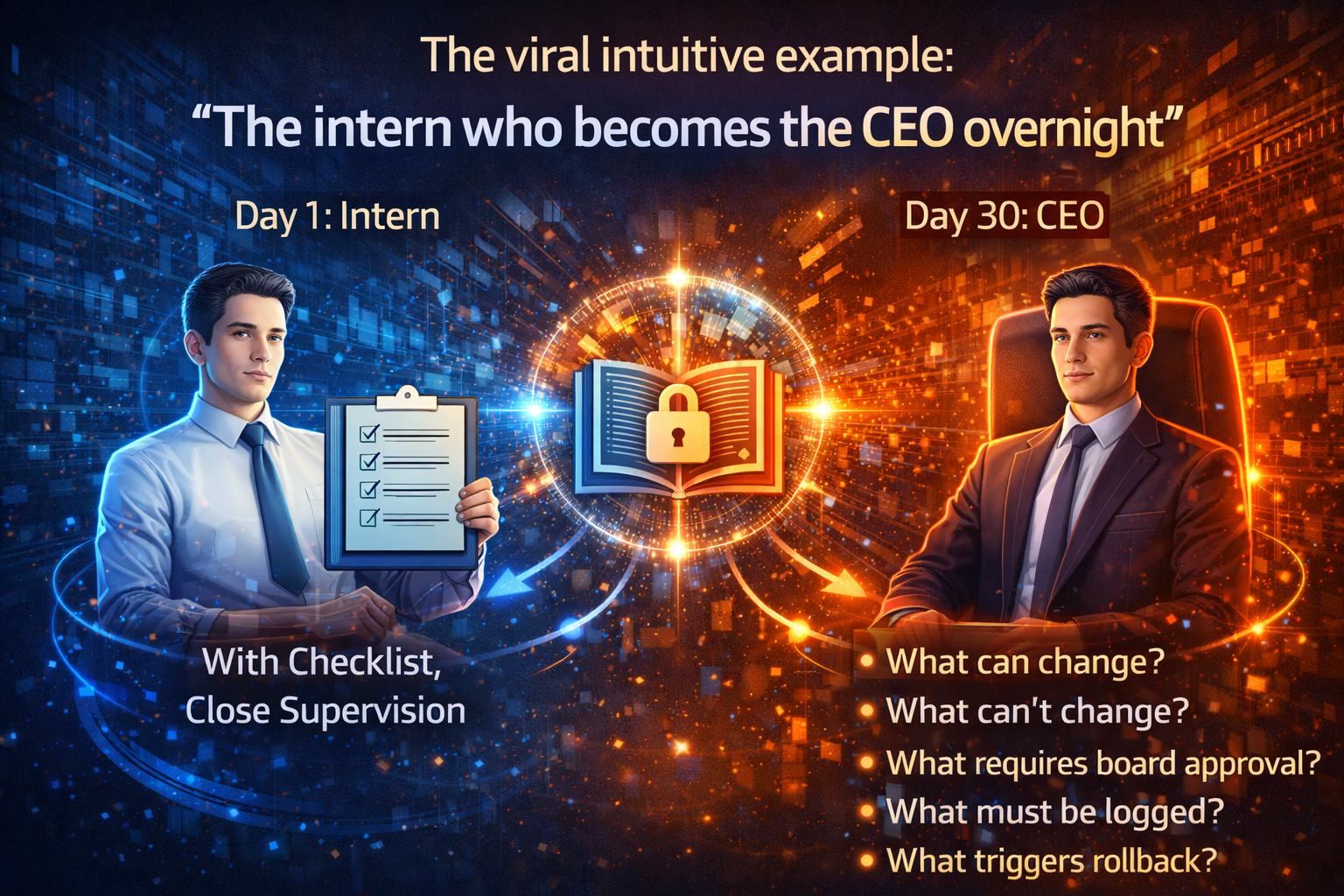 The viral intuitive example: “The intern who becomes the CEO overnight”