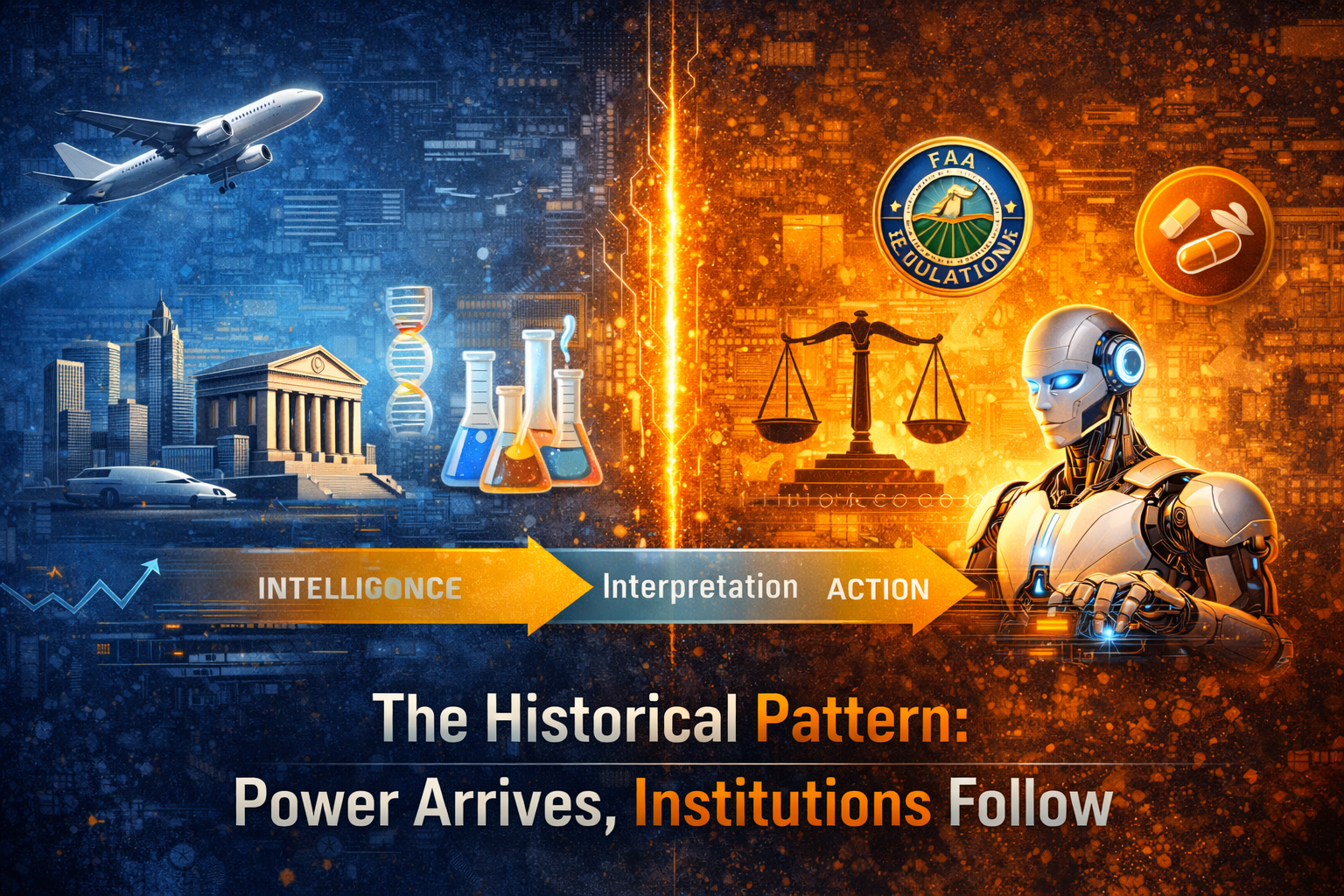 The historical pattern: power arrives, institutions follow