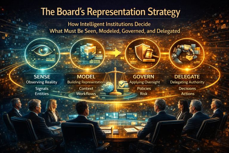 The Board’s Representation Strategy: How Intelligent Institutions Decide What Must Be Seen, Modeled, Governed, and Delegated