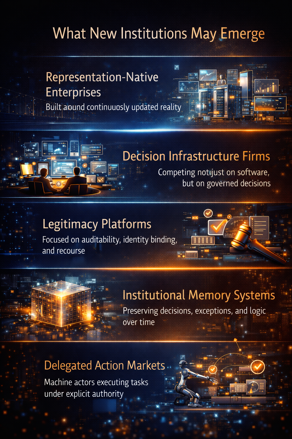 What new institutions may emerge in the representation economy