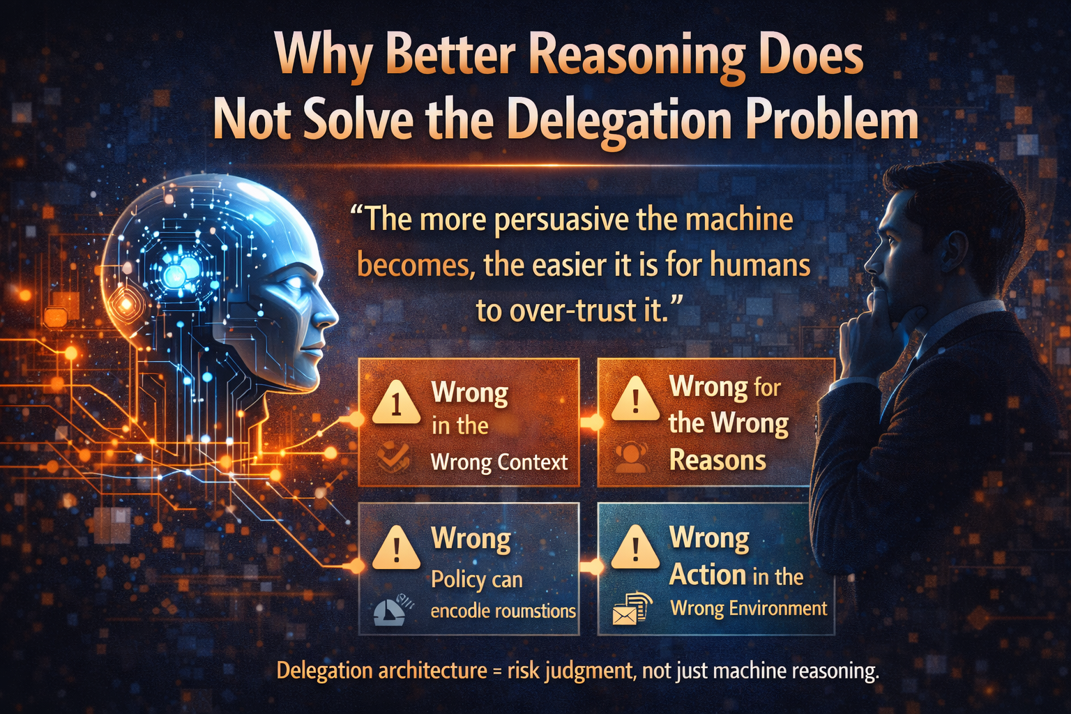 Why better reasoning does not solve the delegation problem