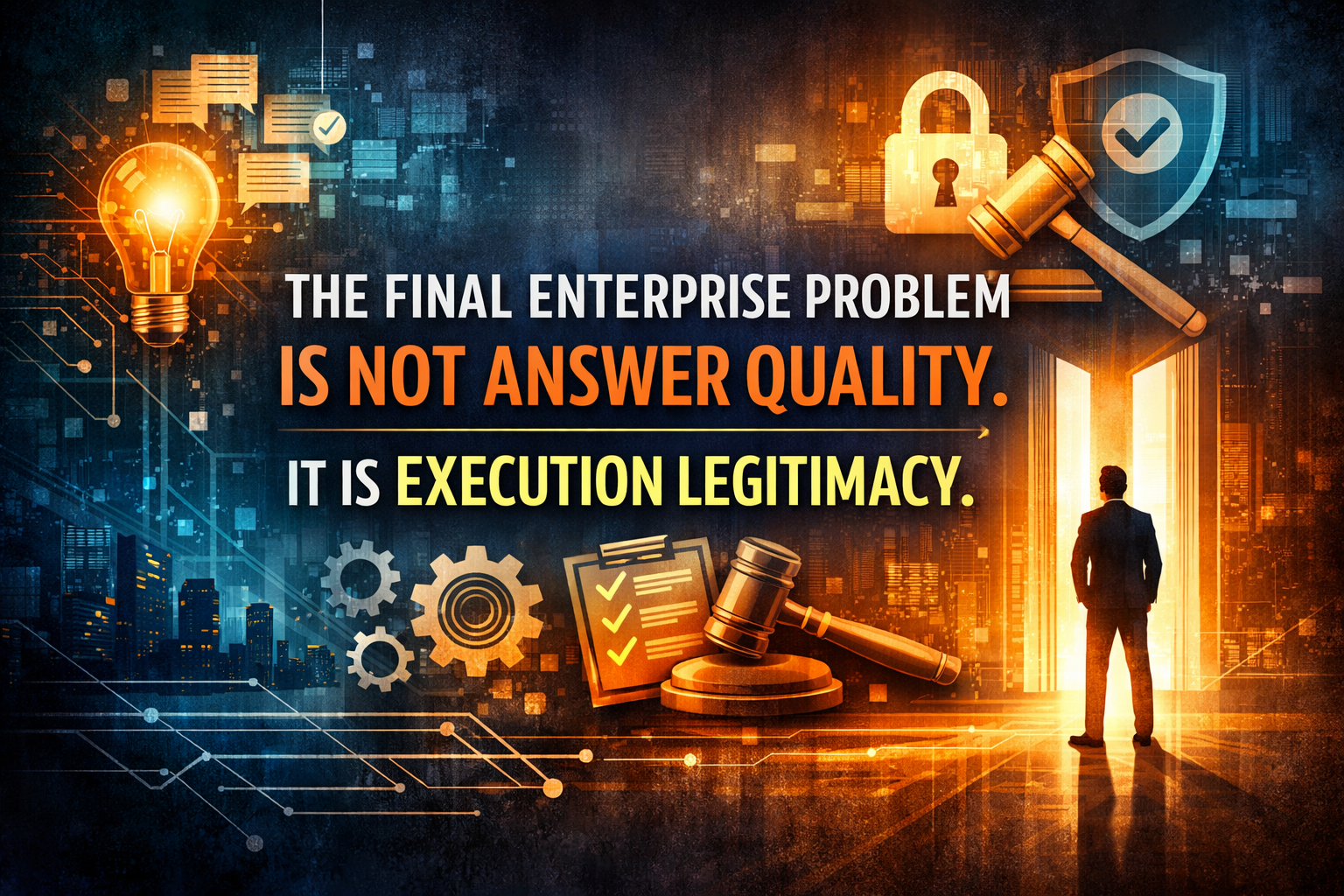 The final enterprise problem is not answer quality. It is execution legitimacy.