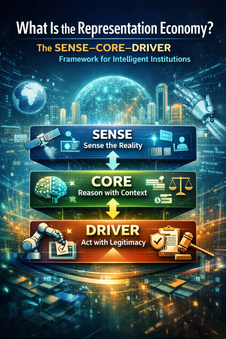 What Is the Representation Economy? The SENSE–CORE–DRIVER Framework for Intelligent Institutions