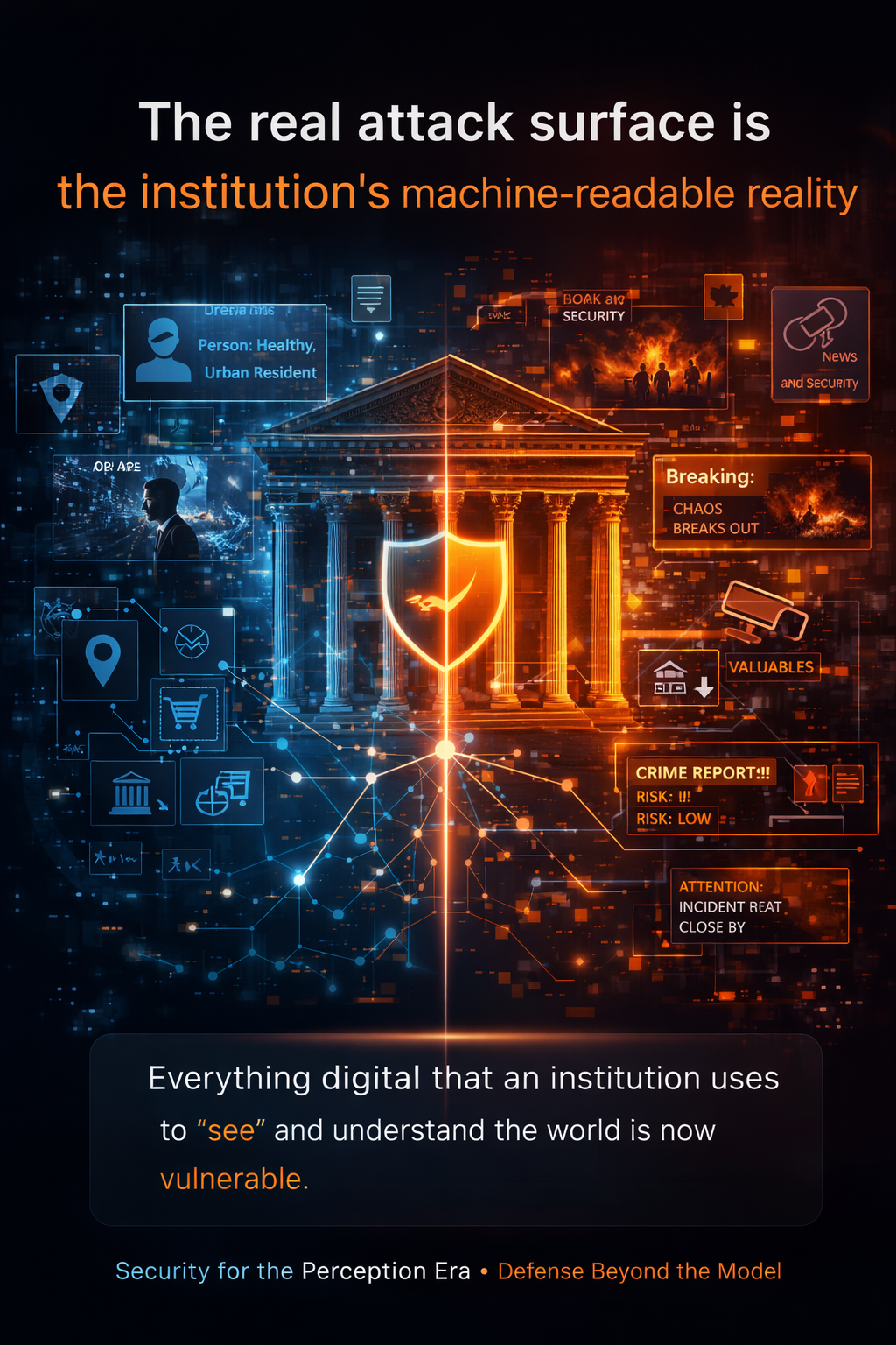 The real attack surface is the institution’s machine-readable reality