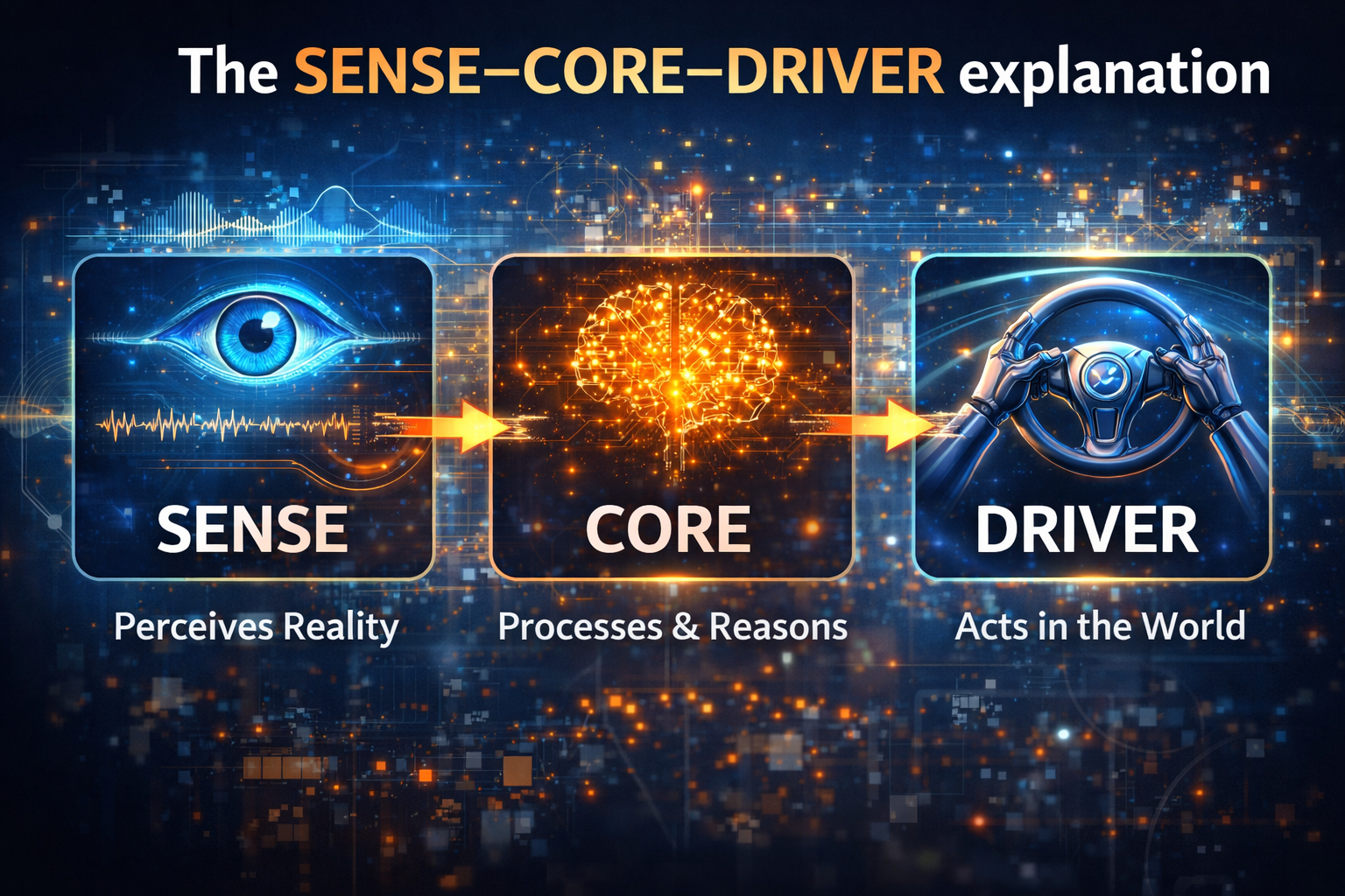 The SENSE–CORE–DRIVER explanation