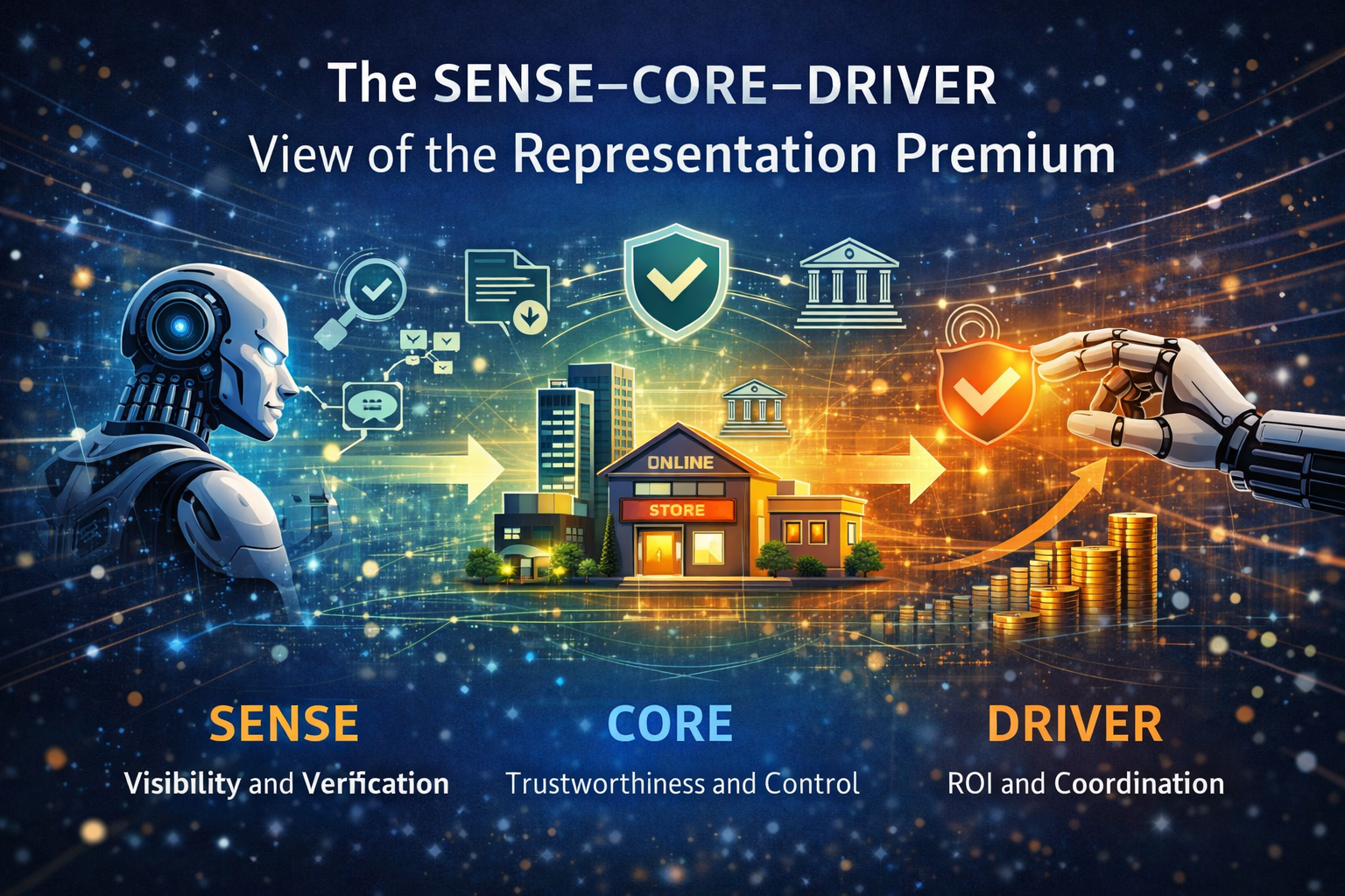 The SENSE–CORE–DRIVER View of the Representation Premium