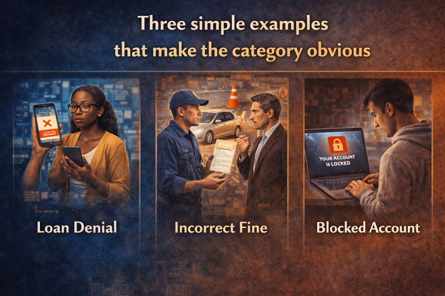 Three simple examples that make the category obvious