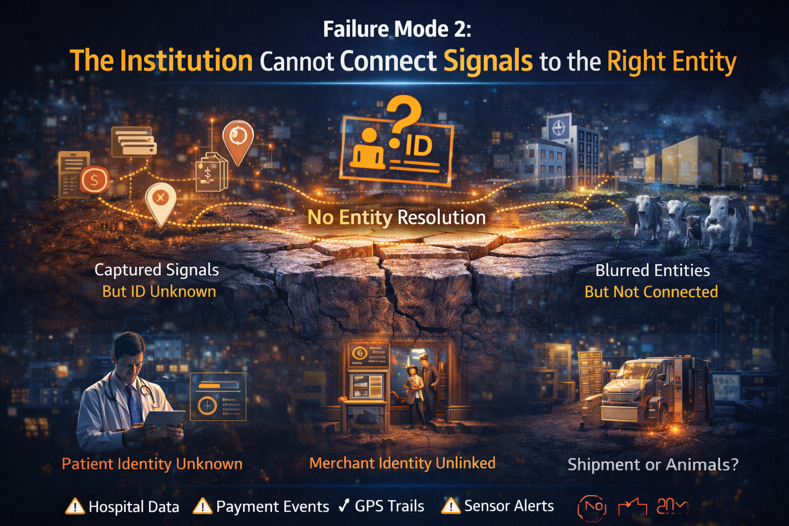 Failure mode 2: the institution cannot connect signals to the right entity