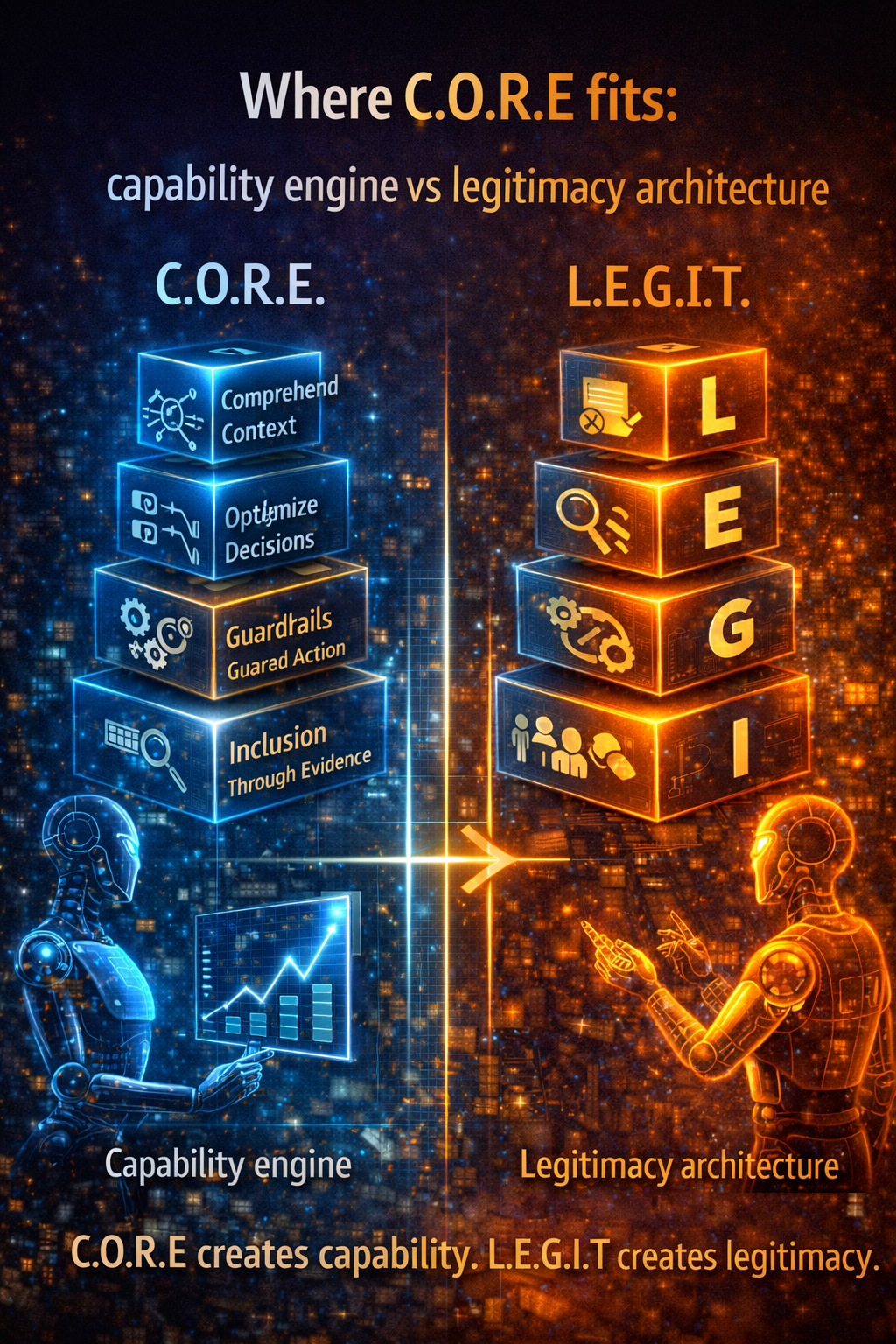 Where C.O.R.E fits: capability engine vs legitimacy architecture