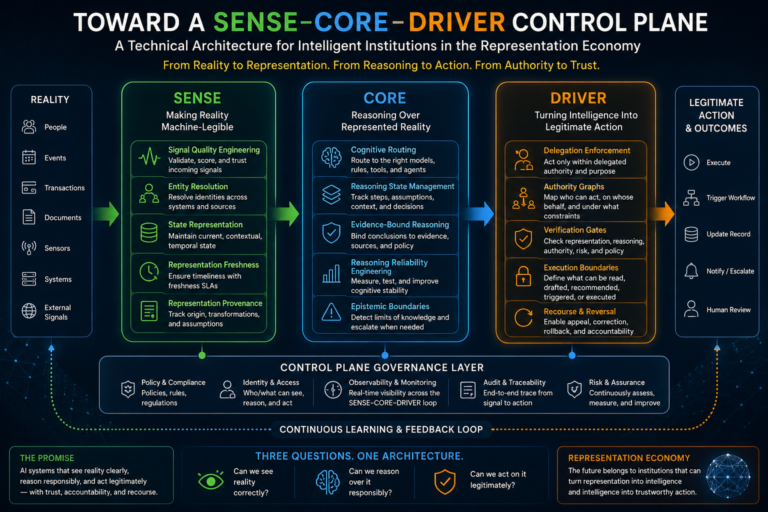 The SENSE–CORE–DRIVER Control Plane: