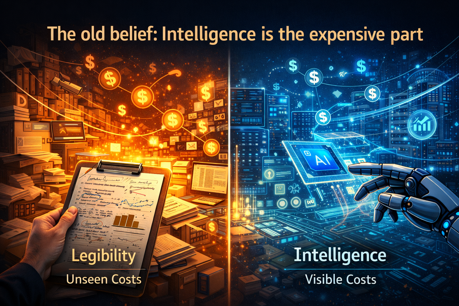 The old belief: intelligence is the expensive part