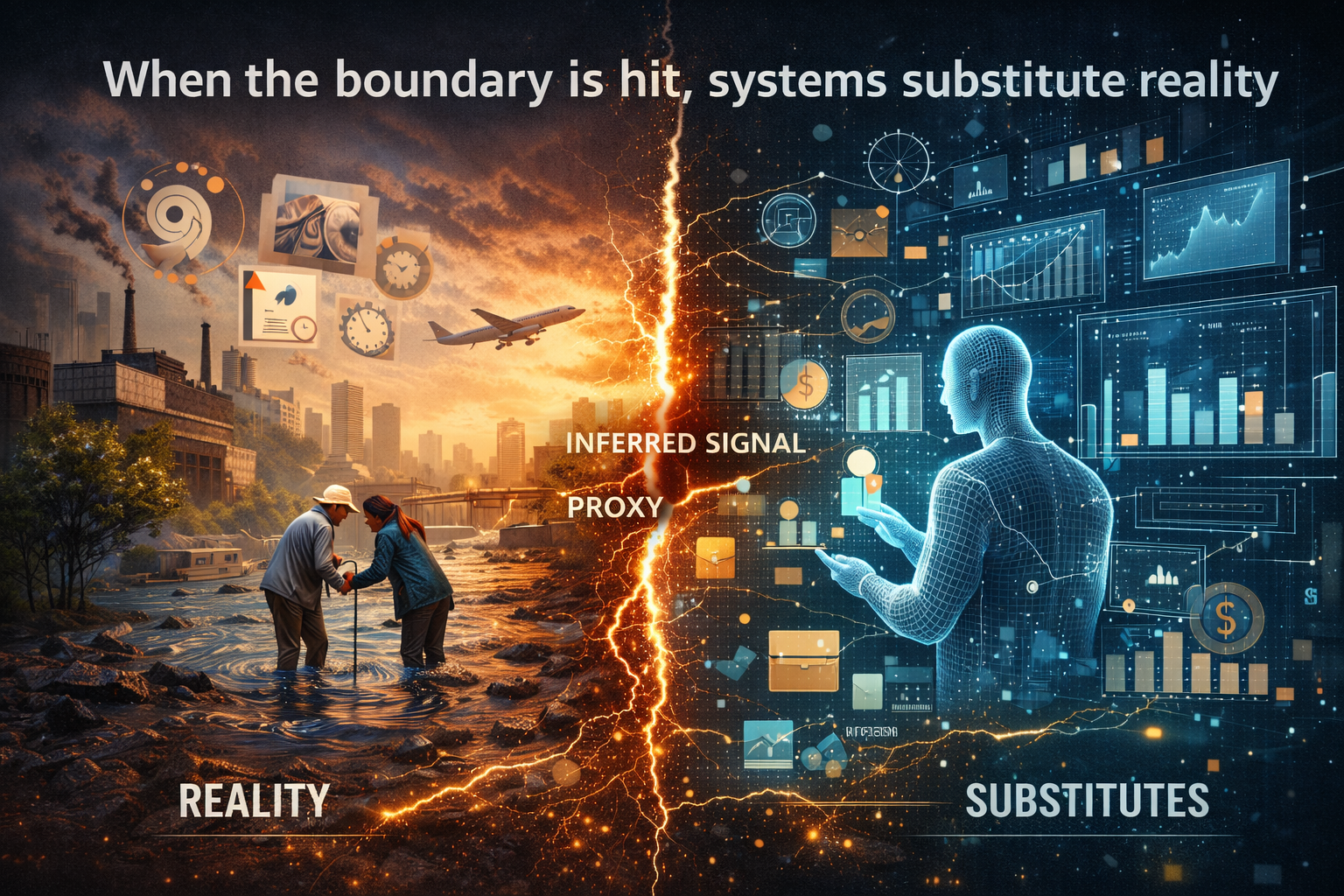 When the boundary is hit, systems substitute reality