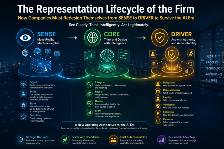 The Representation Lifecycle of the Firm: Why Companies Must Redesign SENSE, CORE, and DRIVER to Win in the AI Era