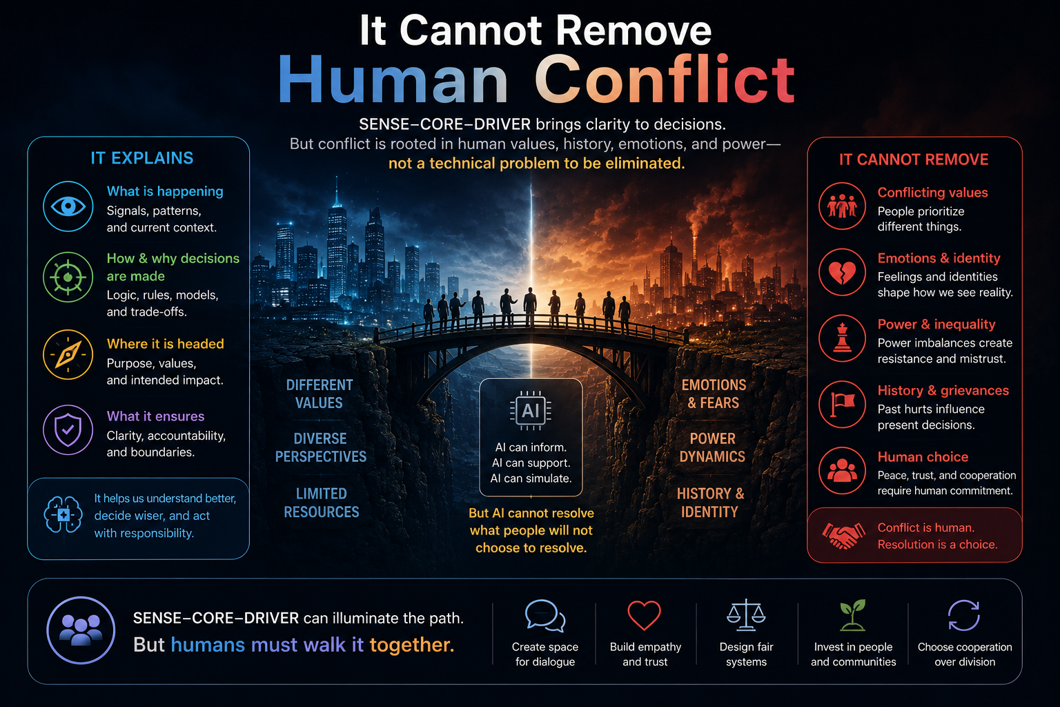 It Cannot Remove Human Conflict